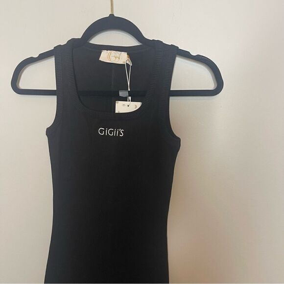 GIGII’s SoHo Black Ribbed Midi Dress NWT XS - Picture 8 of 11